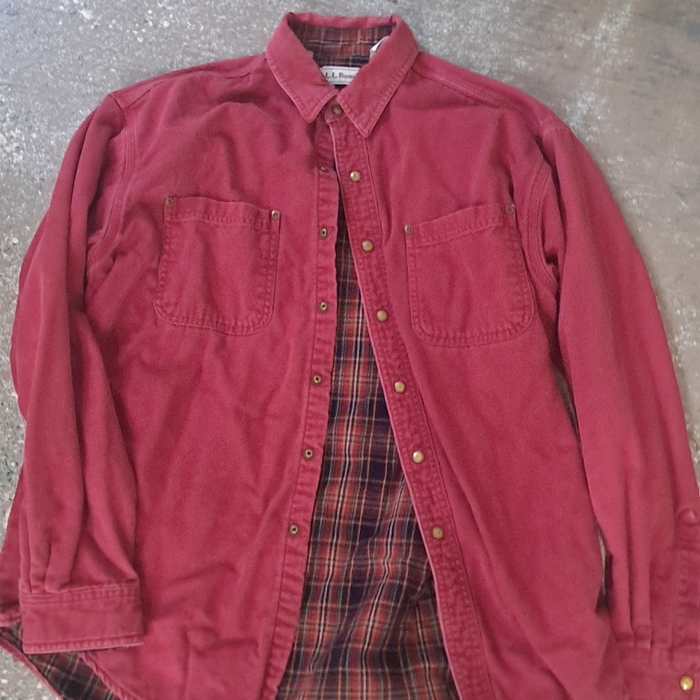 L.L. Bean Red Casual Button Down Shirt